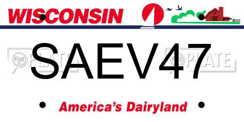 SAEV47 Wisconsin License Plate