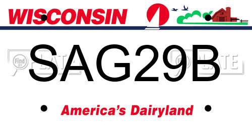 SAG29B Wisconsin License Plate