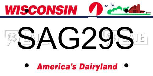 SAG29S Wisconsin License Plate