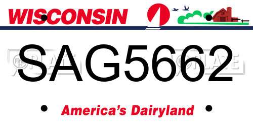SAG5662 Wisconsin License Plate