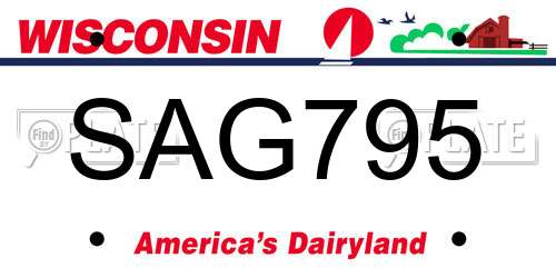 SAG795 Wisconsin License Plate