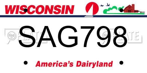 SAG798 Wisconsin License Plate