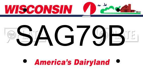 SAG79B Wisconsin License Plate