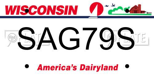 SAG79S Wisconsin License Plate