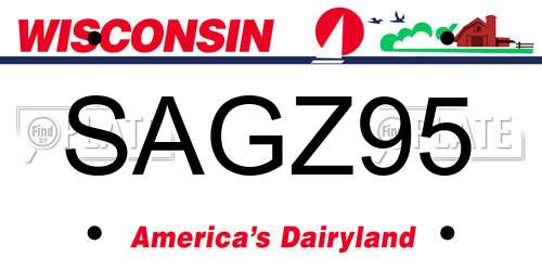 SAGZ95 Wisconsin License Plate