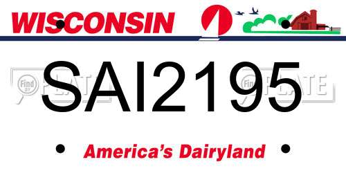 SAI2195 Wisconsin License Plate