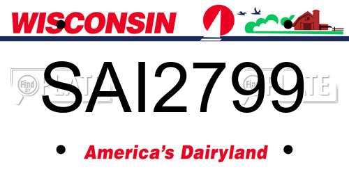 SAI2799 Wisconsin License Plate