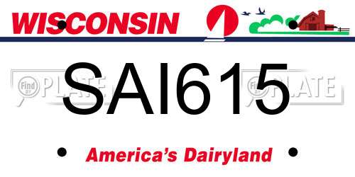 SAI615 Wisconsin License Plate