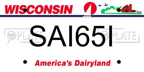 SAI65I Wisconsin License Plate