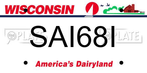 SAI68I Wisconsin License Plate