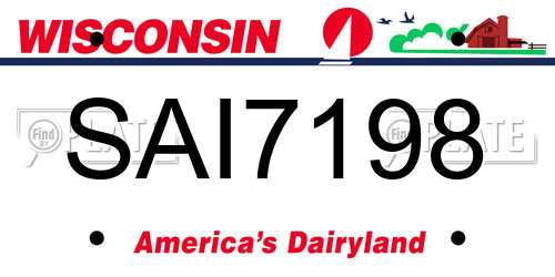 SAI7198 Wisconsin License Plate