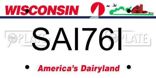 SAI76I Wisconsin License Plate