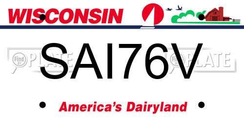 SAI76V Wisconsin License Plate