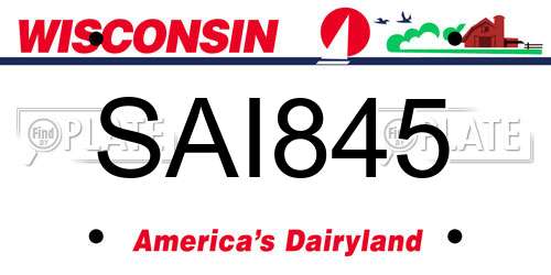 SAI845 Wisconsin License Plate
