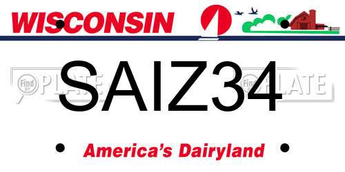 SAIZ34 Wisconsin License Plate