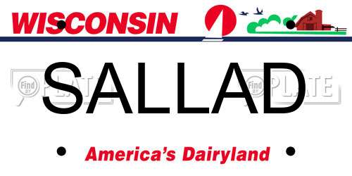SALLAD Wisconsin License Plate