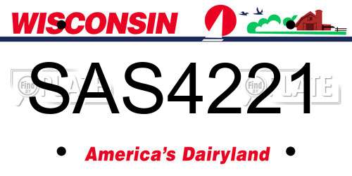 SAS4221 Wisconsin License Plate