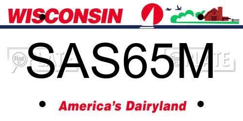 SAS65M Wisconsin License Plate