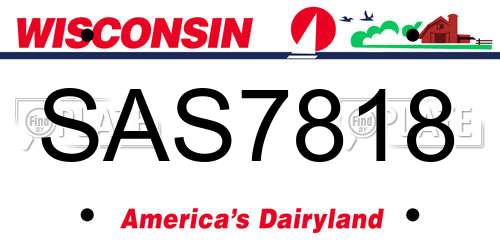 SAS7818 Wisconsin License Plate