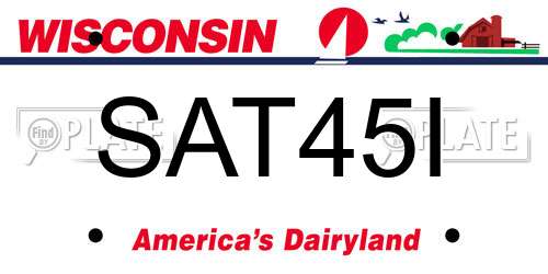 SAT45I Wisconsin License Plate