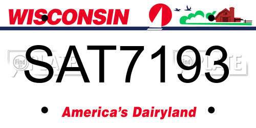 SAT7193 Wisconsin License Plate
