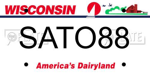 SATO88 Wisconsin License Plate