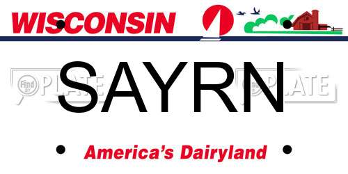 SAYRN Wisconsin License Plate