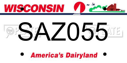 SAZ055 Wisconsin License Plate