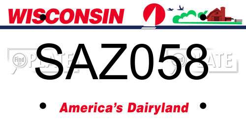 SAZ058 Wisconsin License Plate