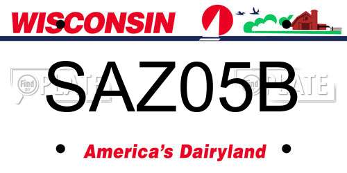 SAZ05B Wisconsin License Plate