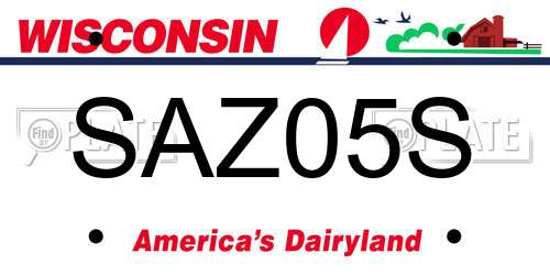SAZ05S Wisconsin License Plate