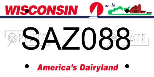 SAZ088 Wisconsin License Plate