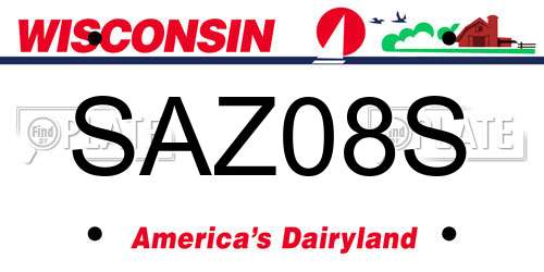 SAZ08S Wisconsin License Plate