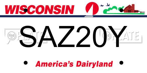 SAZ20Y Wisconsin License Plate