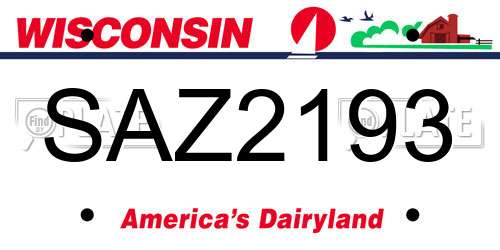 SAZ2193 Wisconsin License Plate