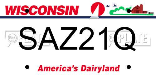 SAZ21Q Wisconsin License Plate