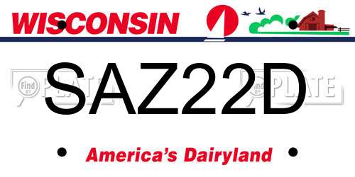 SAZ22D Wisconsin License Plate