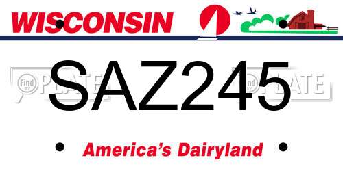 SAZ245 Wisconsin License Plate