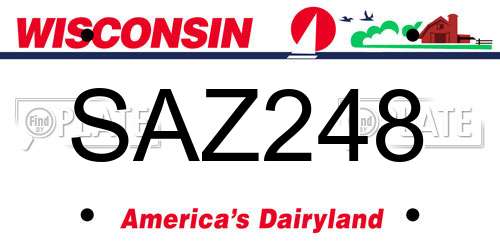 SAZ248 Wisconsin License Plate