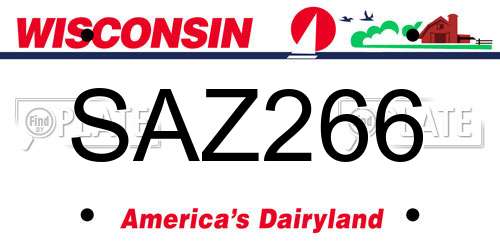 SAZ266 Wisconsin License Plate
