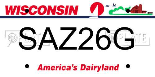 SAZ26G Wisconsin License Plate