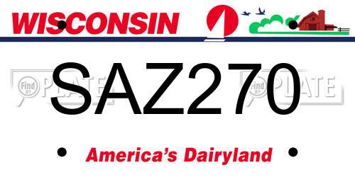 SAZ270 Wisconsin License Plate