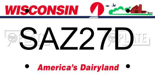 SAZ27D Wisconsin License Plate