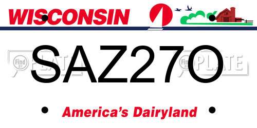 SAZ27O Wisconsin License Plate