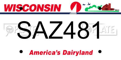 SAZ481 Wisconsin License Plate