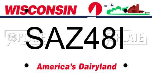 SAZ48I Wisconsin License Plate