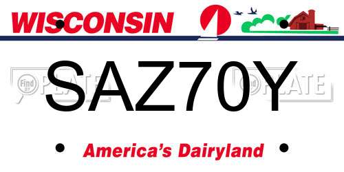 SAZ70Y Wisconsin License Plate