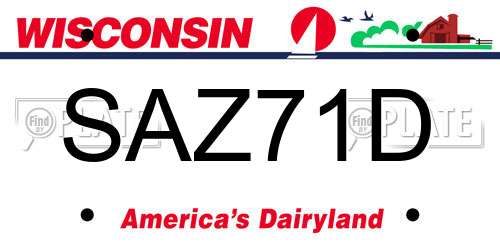 SAZ71D Wisconsin License Plate