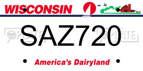 SAZ720 Wisconsin License Plate