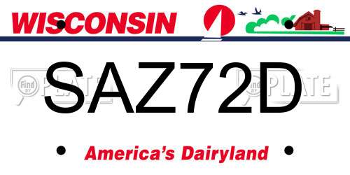 SAZ72D Wisconsin License Plate